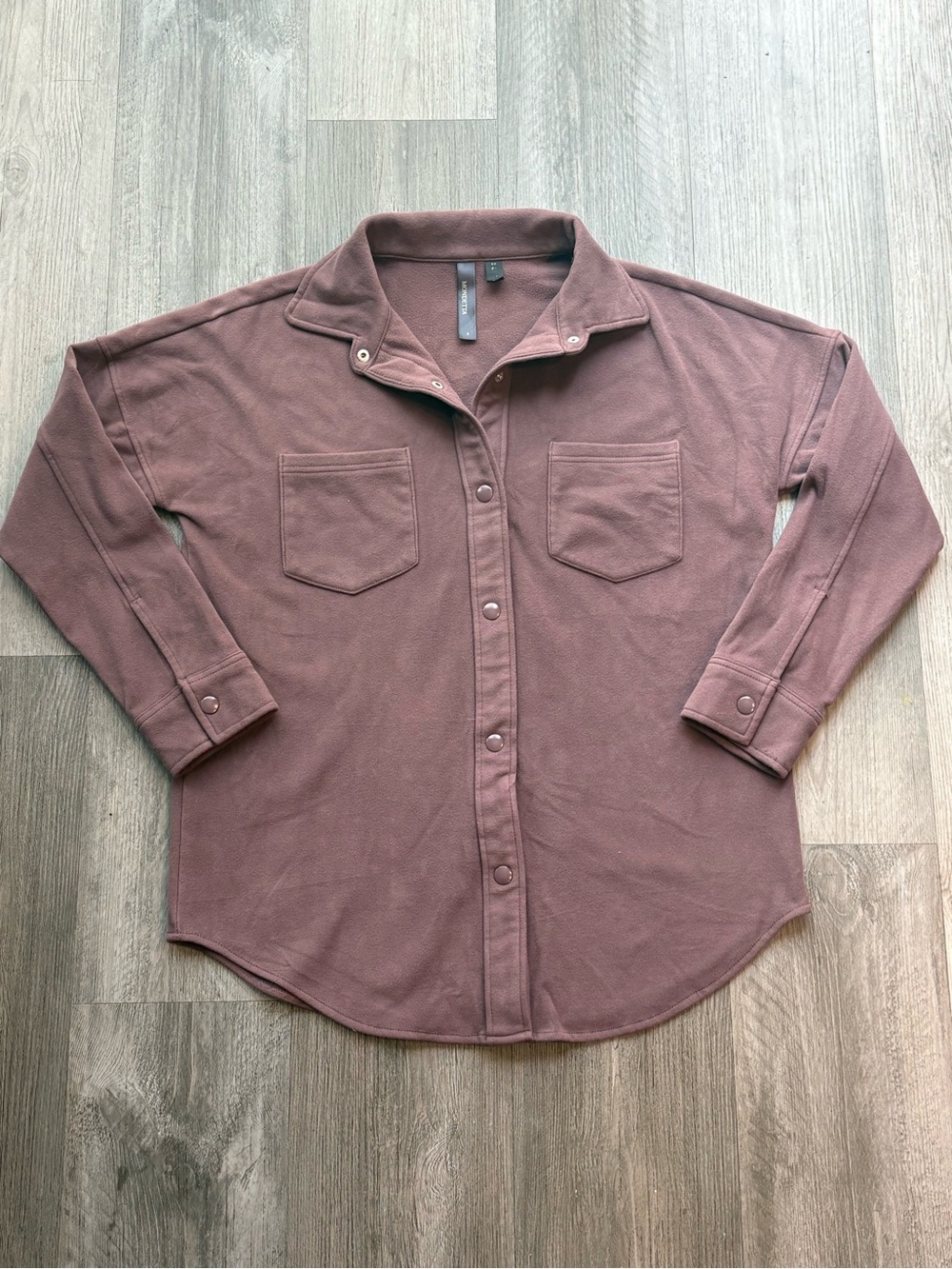 Mondetta Mauve Fleece Shacket Snap Front Oversized Shirt Jacket S
